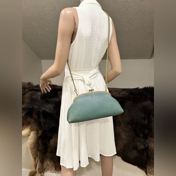 Handsewn Genuine Premium Leather Double Kiss-lock Clutch/Shoulder Bag/Crossbody - Picture 7 of 16